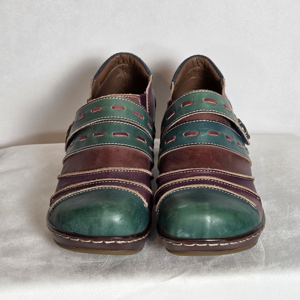 Spring Step L'Artiste Sherbet-TLM Multi Leather Hand Painted Loafers EU 38 Artsy